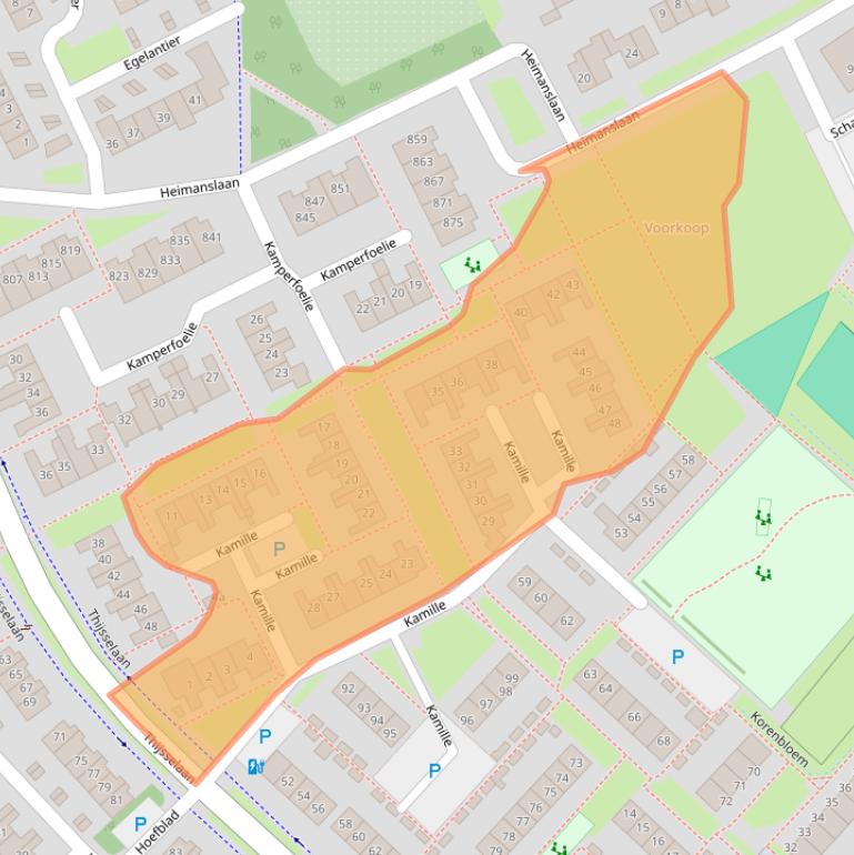 Kaart van postcodegebied 4102HW.