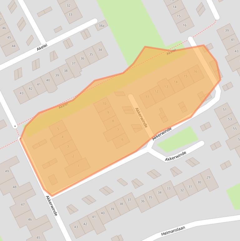 Kaart van postcodegebied 4102JJ.