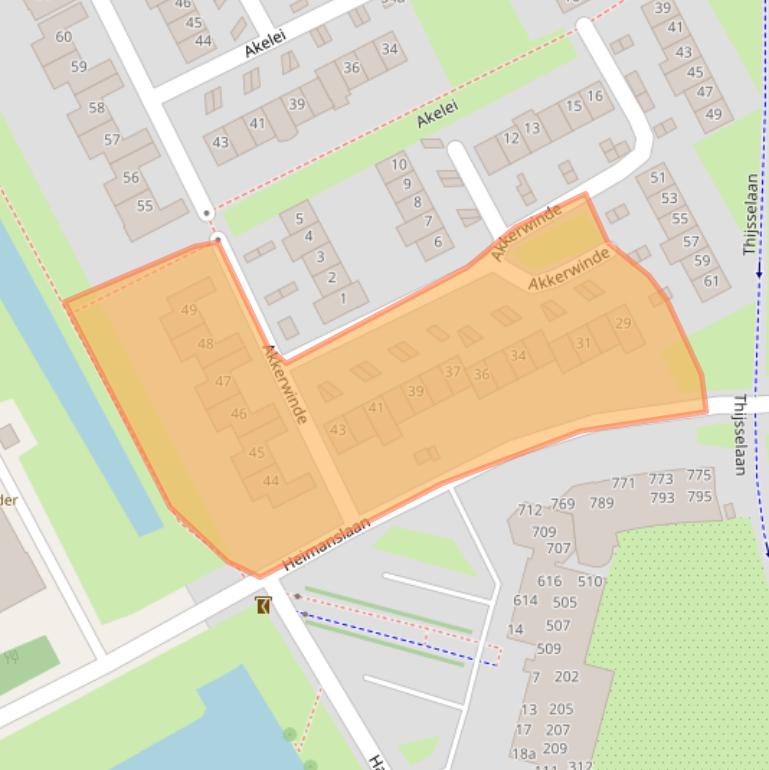 Kaart van postcodegebied 4102JK.