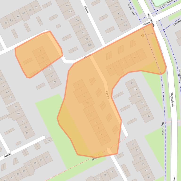 Kaart van postcodegebied 4102JL.