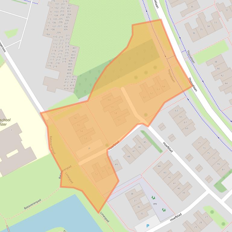 Kaart van postcodegebied 4102JS.