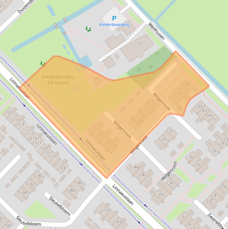 Kaart van postcodegebied 4102KL.