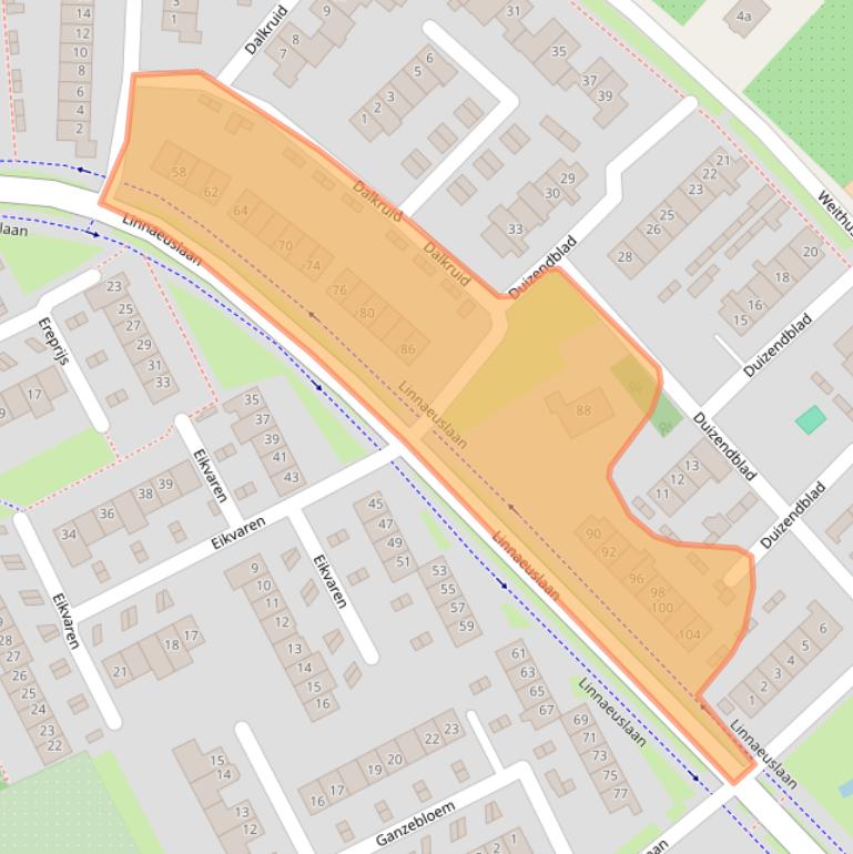 Kaart van postcodegebied 4102KT.