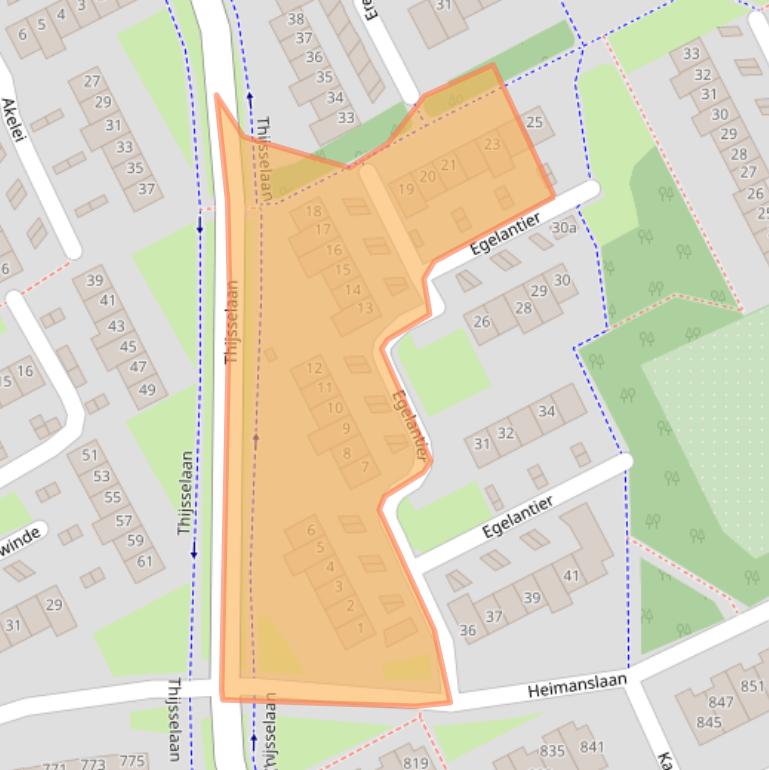 Kaart van postcodegebied 4102XC.