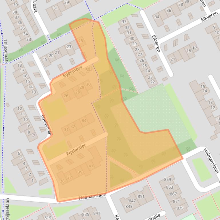 Kaart van postcodegebied 4102XD.