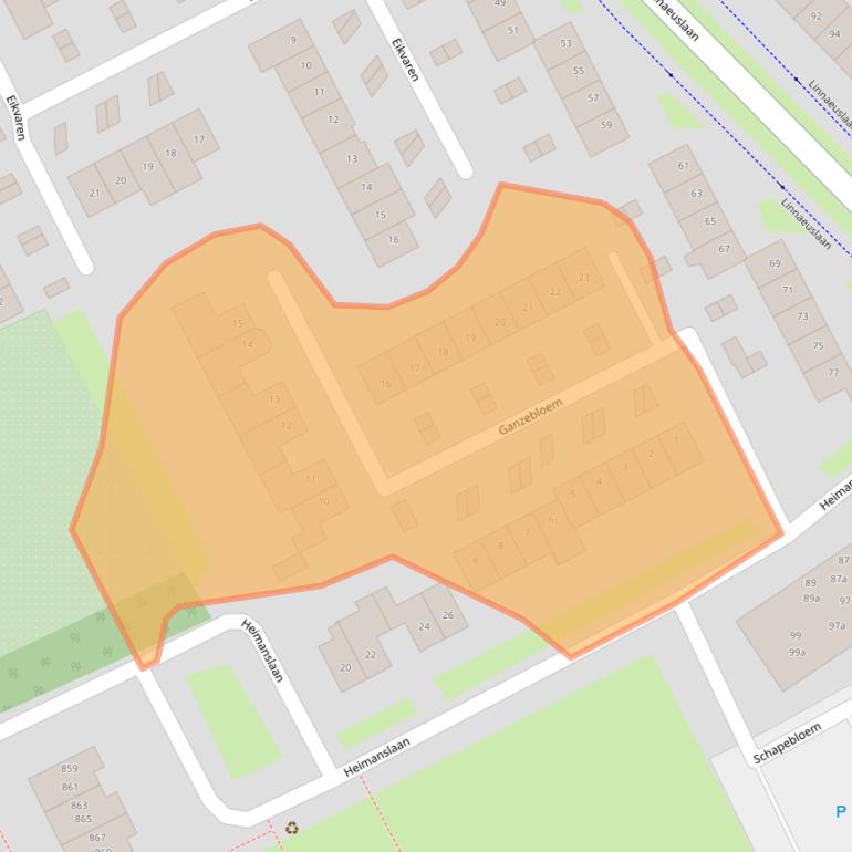 Kaart van postcodegebied 4102XH.