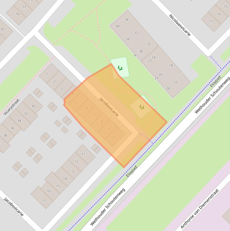 Kaart van postcodegebied 4105BJ.