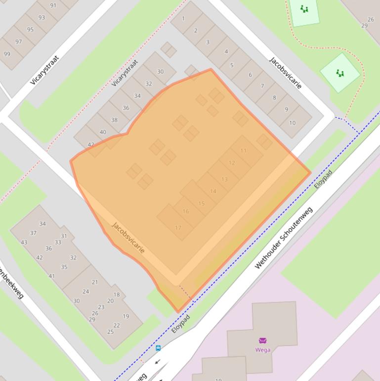 Kaart van postcodegebied 4105BW.