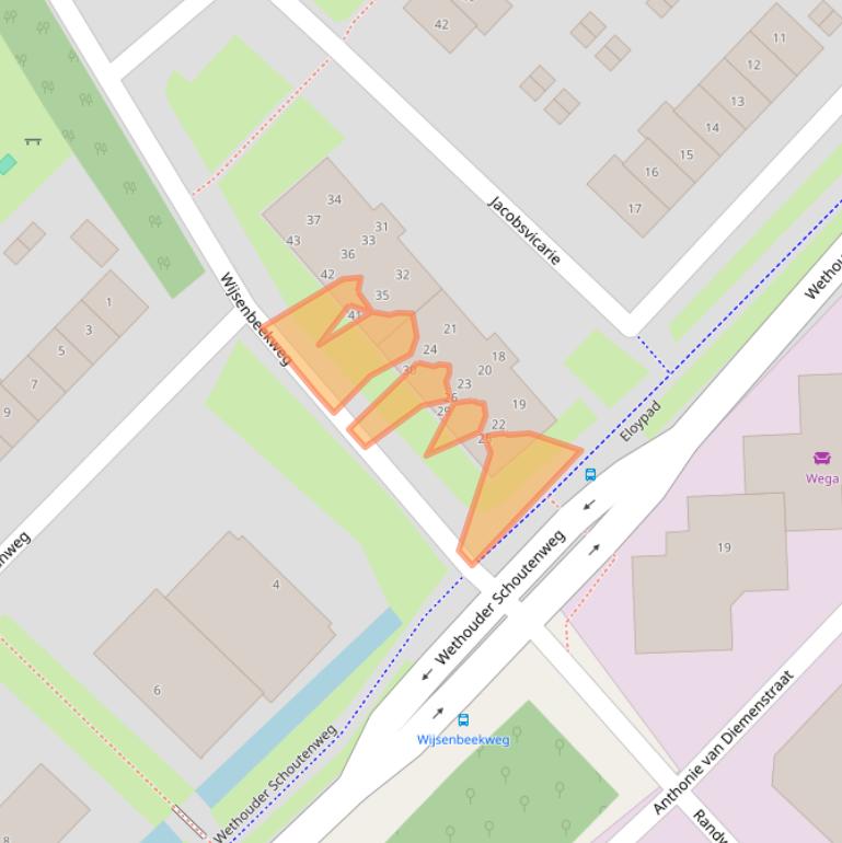Kaart van postcodegebied 4105BX.