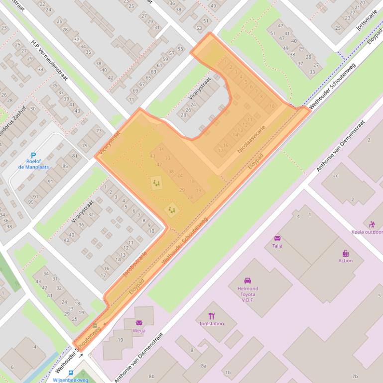 Kaart van postcodegebied 4105CL.