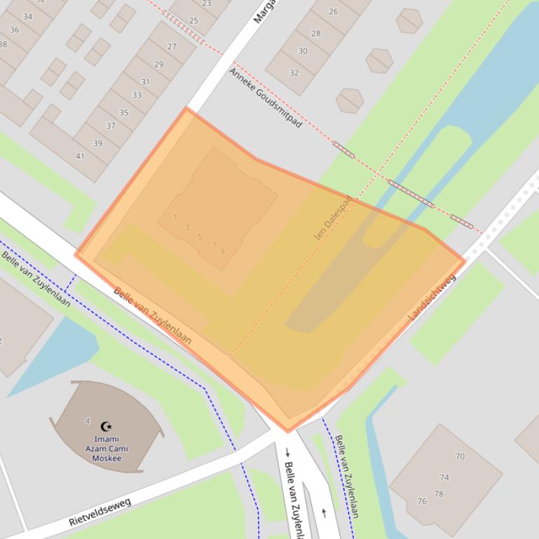 Kaart van postcodegebied 4105JX.