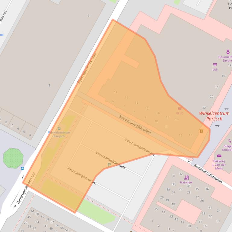 Kaart van postcodegebied 4105TZ.