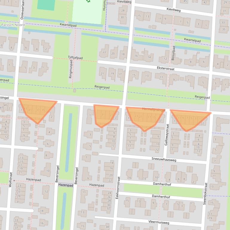 Kaart van postcodegebied 4105VJ.