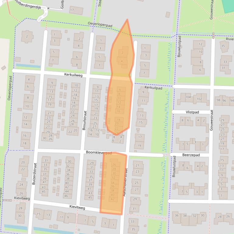 Kaart van postcodegebied 4105WC.