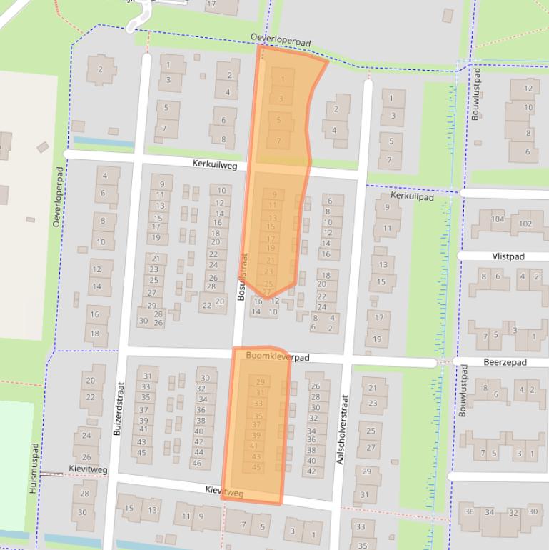 Kaart van postcodegebied 4105WD.