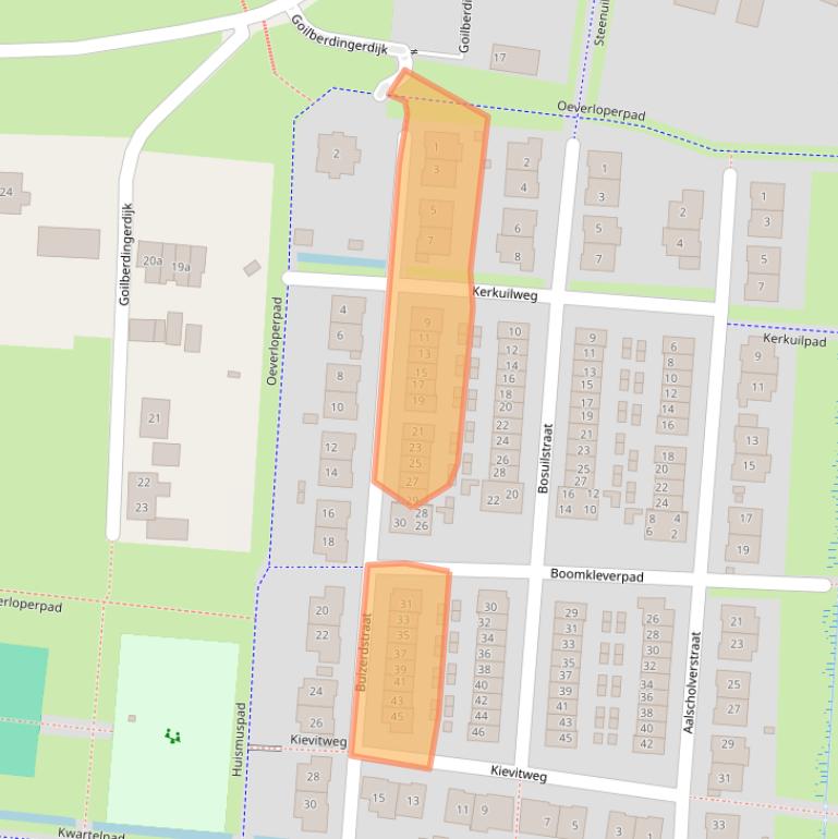 Kaart van postcodegebied 4105WG.