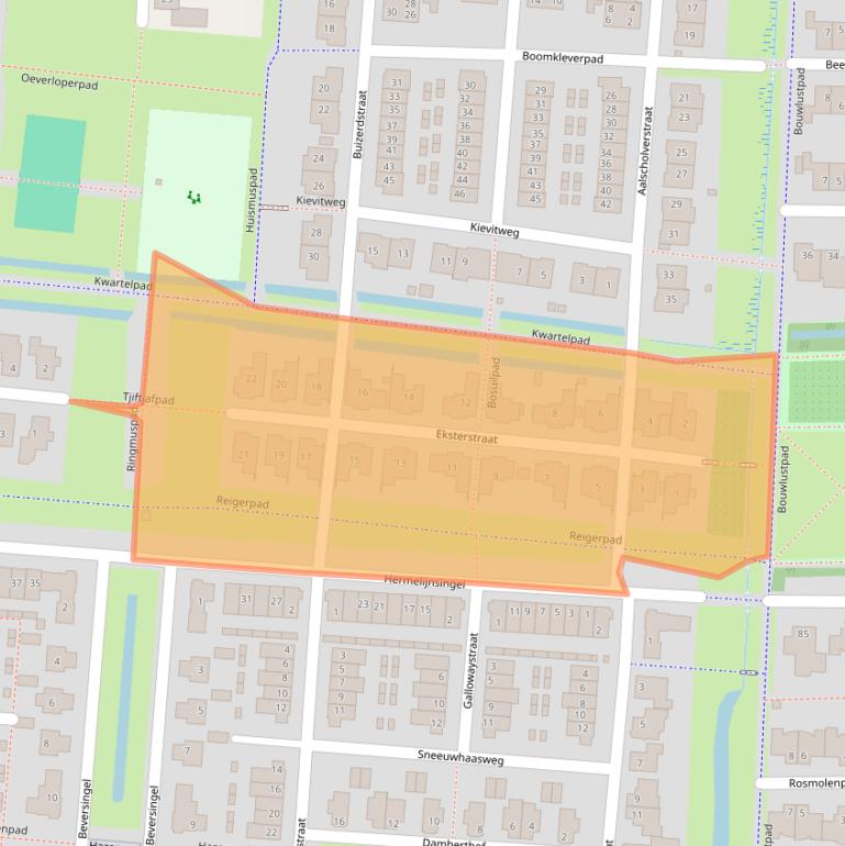 Kaart van postcodegebied 4105WJ.