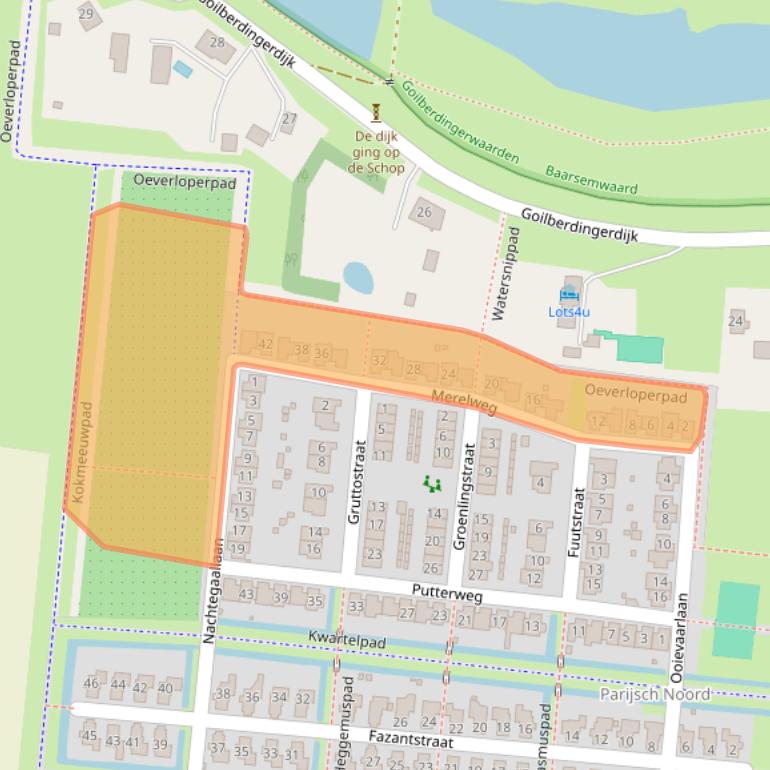 Kaart van postcodegebied 4105WZ.