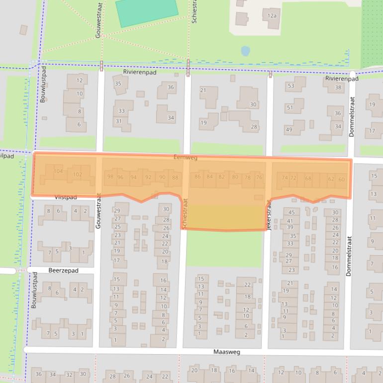 Kaart van postcodegebied 4105ZA.