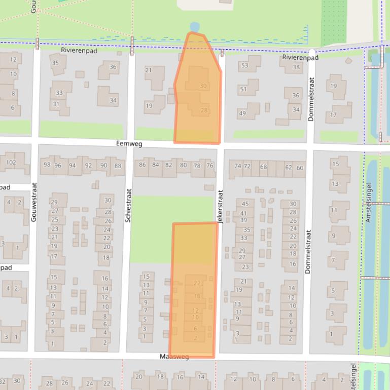 Kaart van postcodegebied 4105ZE.