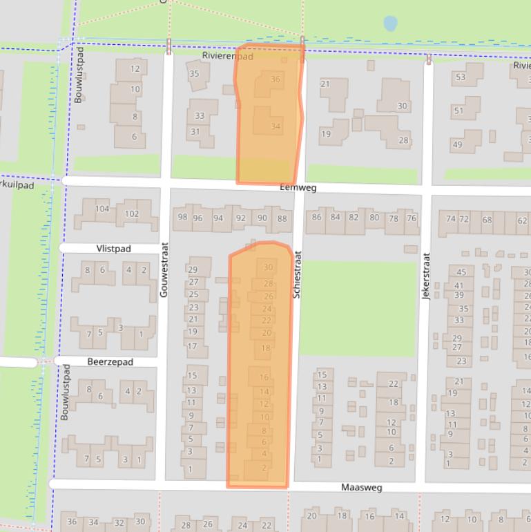 Kaart van postcodegebied 4105ZH.