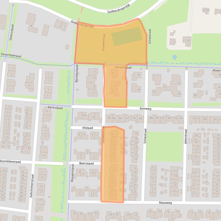 Kaart van postcodegebied 4105ZJ.