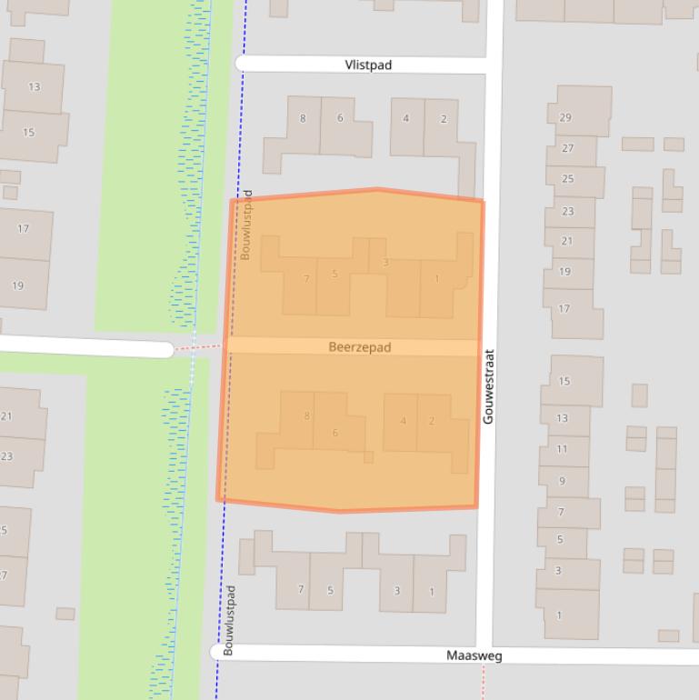 Kaart van postcodegebied 4105ZM.