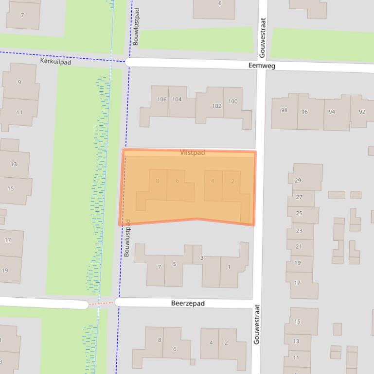 Kaart van postcodegebied 4105ZN.