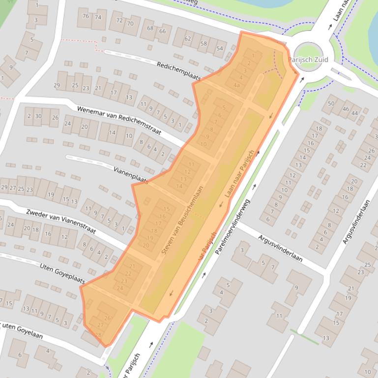 Kaart van postcodegebied 4106AB.