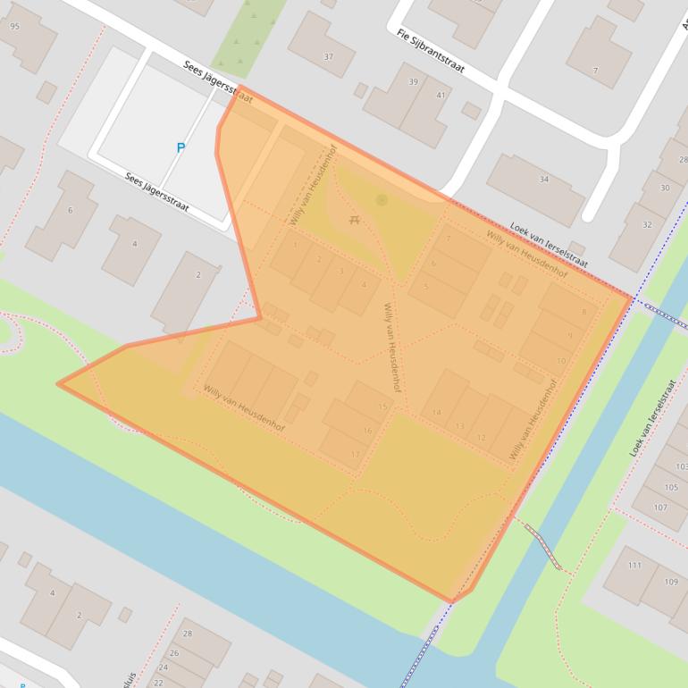 Kaart van postcodegebied 4106BC.