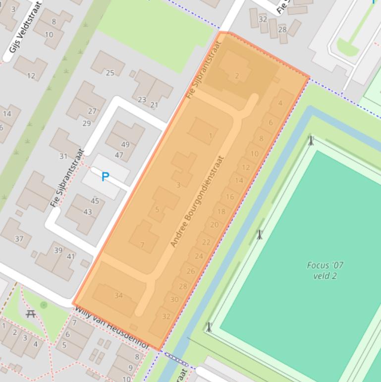 Kaart van postcodegebied 4106BJ.