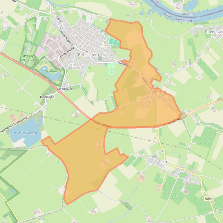 Kaart van postcodegebied 4111.