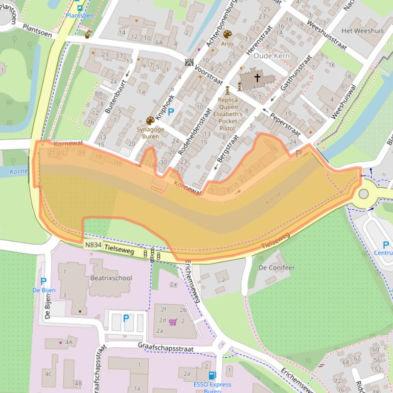 Kaart van postcodegebied 4116BJ.