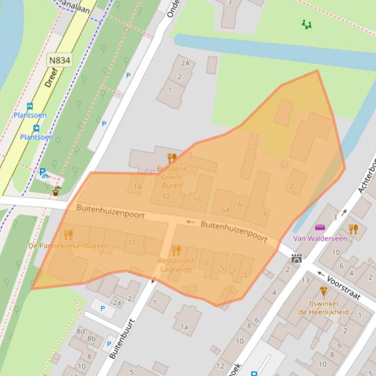 Kaart van postcodegebied 4116CA.