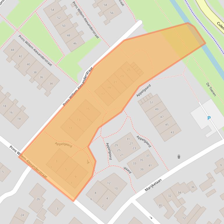 Kaart van postcodegebied 4116CX.