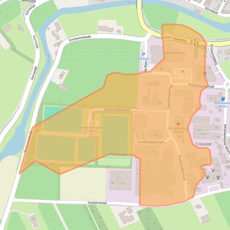 Kaart van postcodegebied 4116GE.