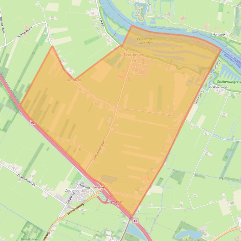 Kaart van postcodegebied 4121.