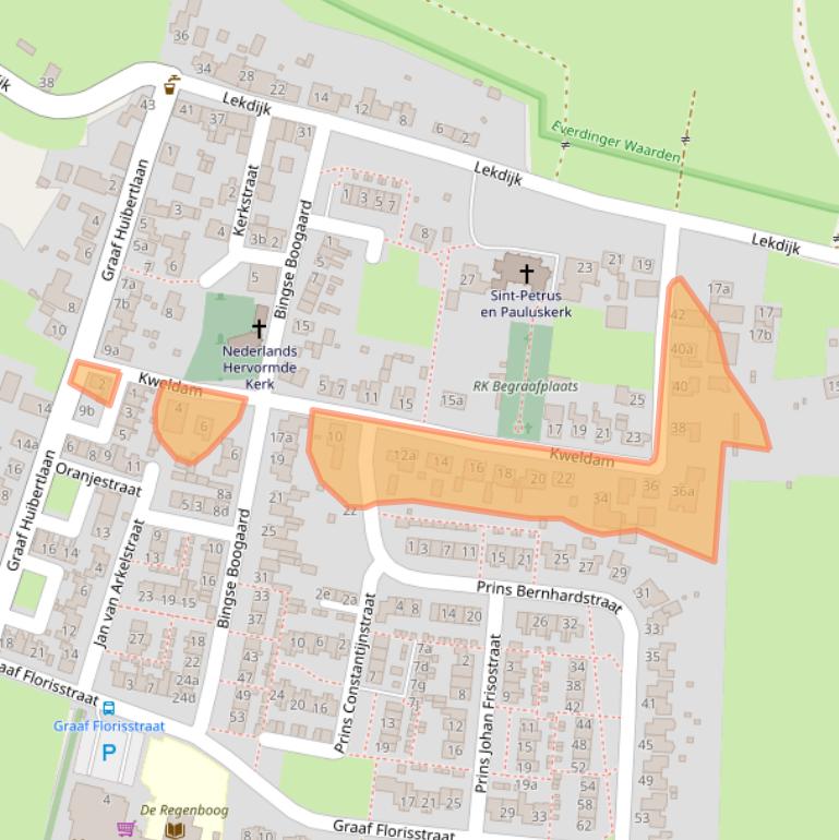 Kaart van postcodegebied 4121EG.