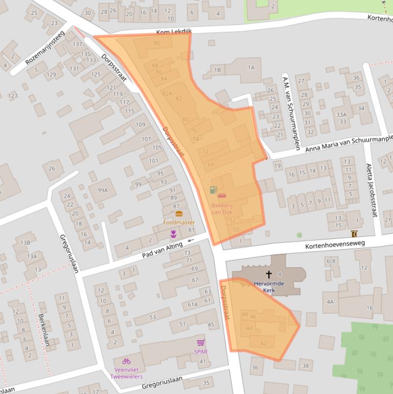Kaart van postcodegebied 4128BZ.