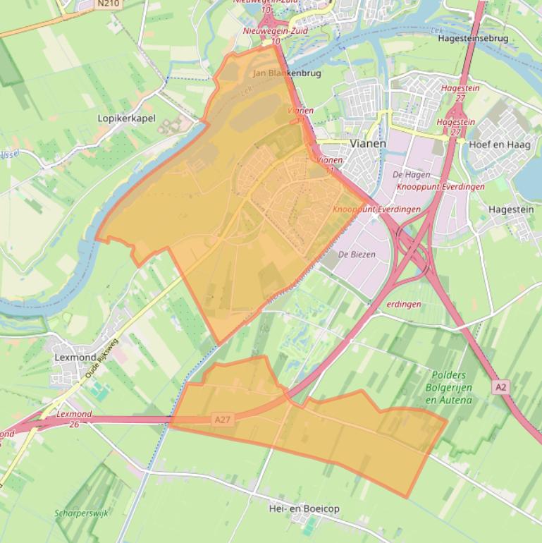 Kaart van postcodegebied 4133.