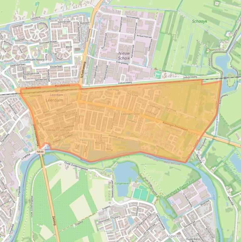 Kaartafbeelding, ingezoomd op postcodegebied 4141.