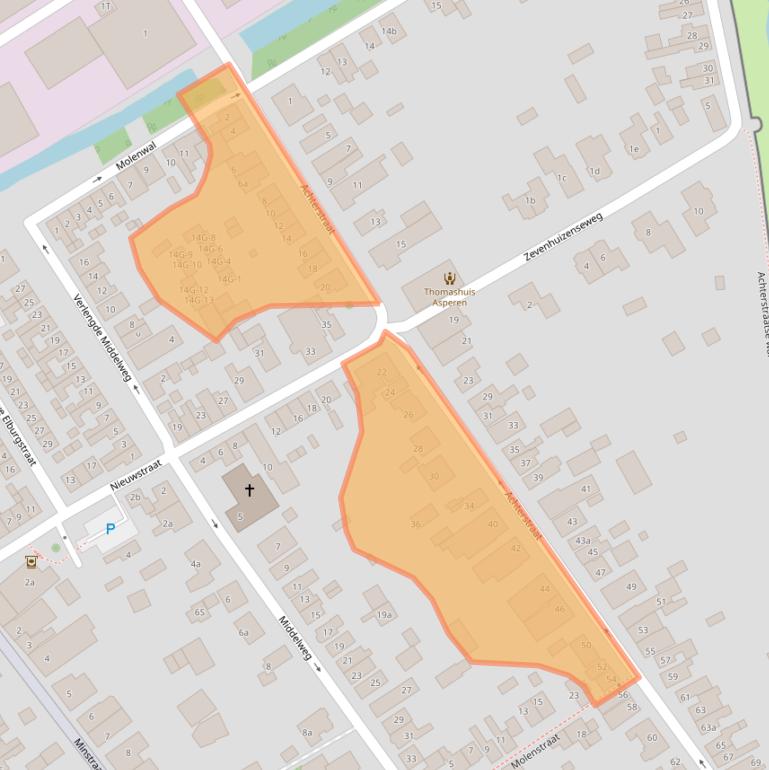 Kaart van postcodegebied 4147AC.