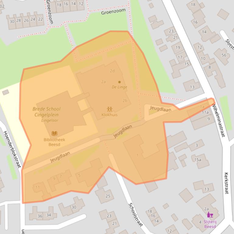 Kaart van postcodegebied 4153BE.