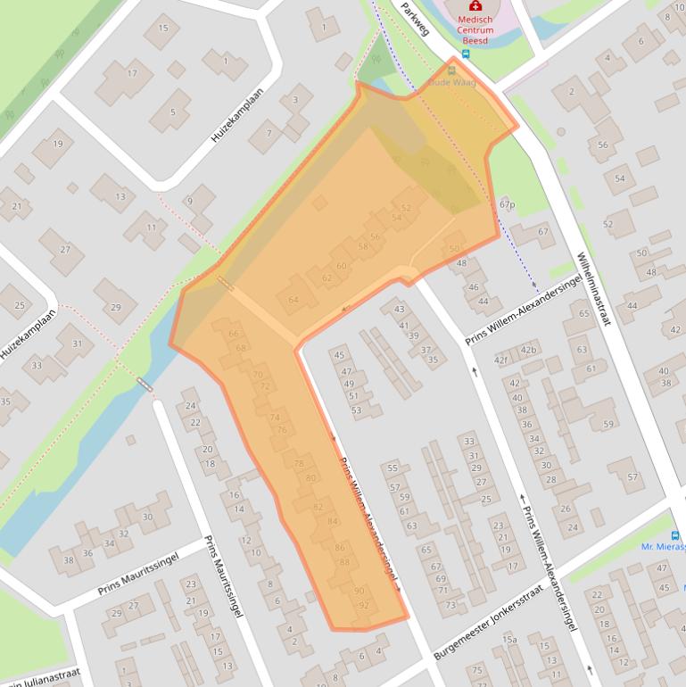 Kaart van postcodegebied 4153BK.