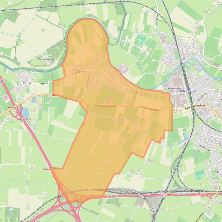 Kaart van postcodegebied 4158.