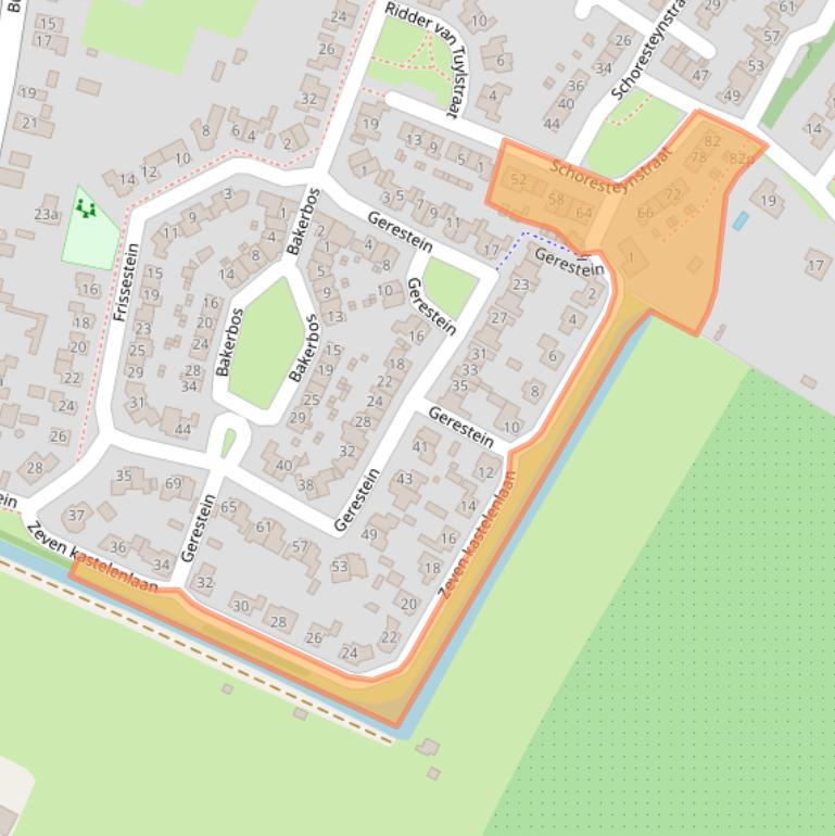 Kaart van postcodegebied 4158DG.