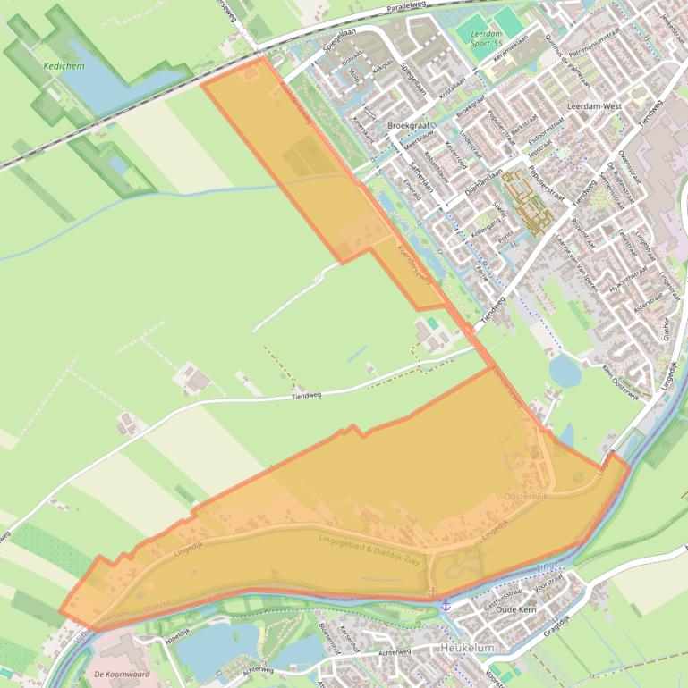 Kaartafbeelding, ingezoomd op postcodegebied 4163.