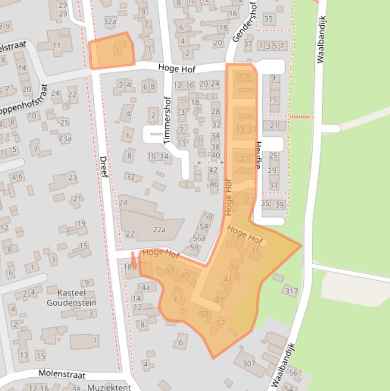 Kaart van postcodegebied 4175AJ.