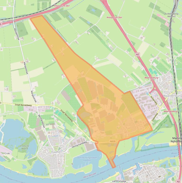Kaartafbeelding, ingezoomd op postcodegebied 4176.