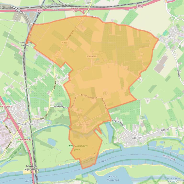 Kaart van postcodegebied 4182.
